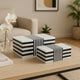 Contemporary Wood Storage Box Set of 2 | White & Black Stripes