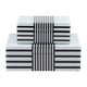 Contemporary Wood Storage Box Set of 2 | White & Black Stripes