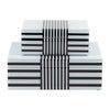 Contemporary Wood Storage Box Set of 2 | White & Black Stripes
