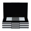 Contemporary Wood Storage Box Set of 2 | White & Black Stripes