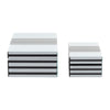 Contemporary Wood Storage Box Set of 2 | White & Black Stripes