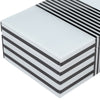 Contemporary Wood Storage Box Set of 2 | White & Black Stripes