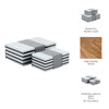 Contemporary Wood Storage Box Set of 2 | White & Black Stripes