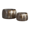 Decorative Bowl Set of 2 | Round Silhouette Abstract Pattern | Bronze Glass