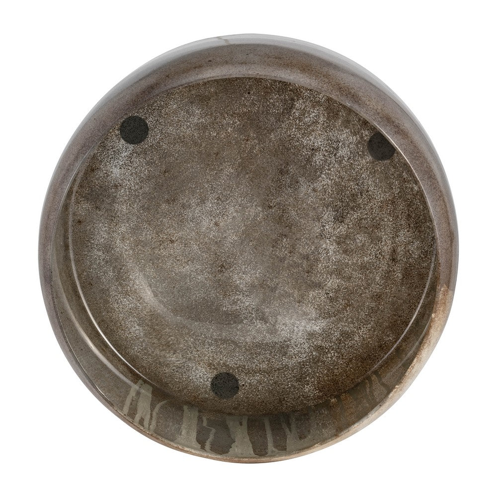 Decorative Bowl Set of 2 | Round Silhouette Abstract Pattern | Bronze Glass