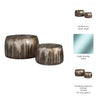 Decorative Bowl Set of 2 | Round Silhouette Abstract Pattern | Bronze Glass