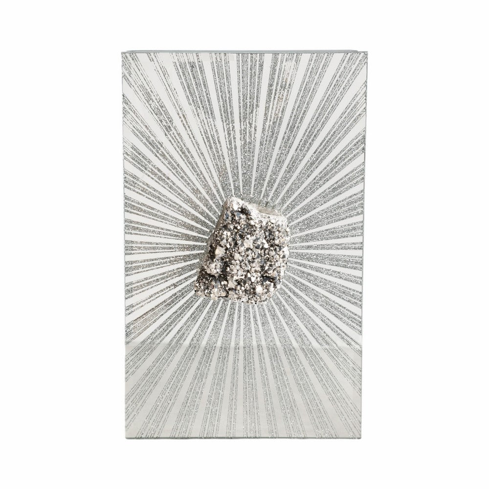 Luxury Decorative Jewelry Storage Box | Silver Stone Handle | 8" Glass