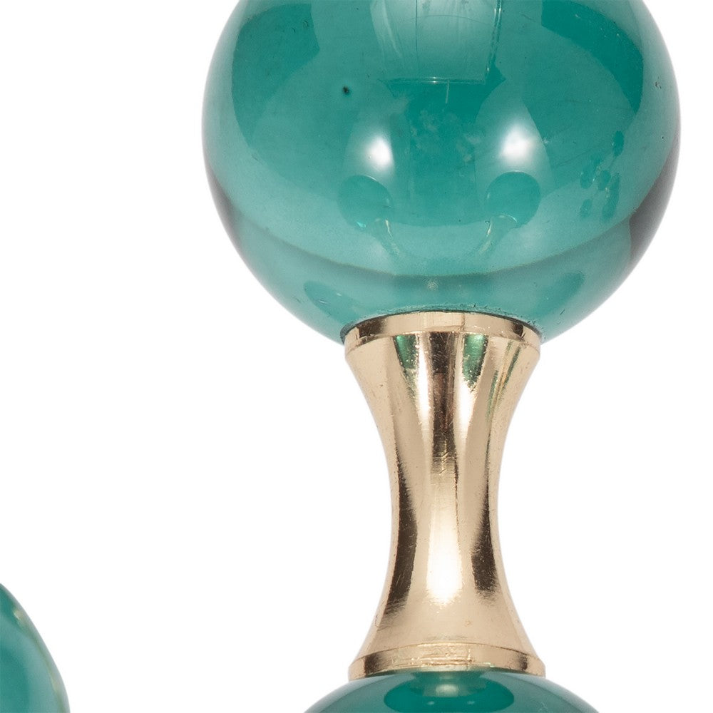 Jack Glam Bookends Set of 2 | Green Glass Balls w Gold Metal Accents