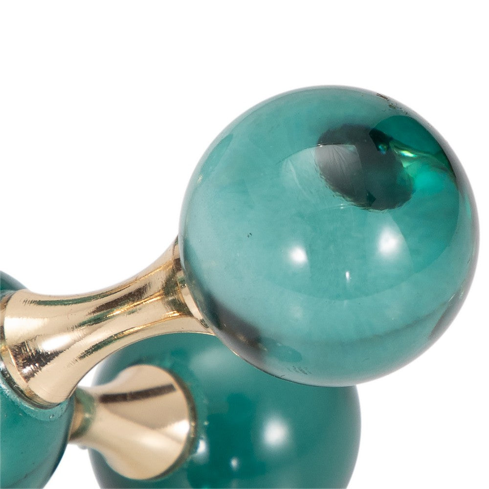 Jack Glam Bookends Set of 2 | Green Glass Balls w Gold Metal Accents