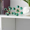 Jack Glam Bookends Set of 2 | Green Glass Balls w Gold Metal Accents