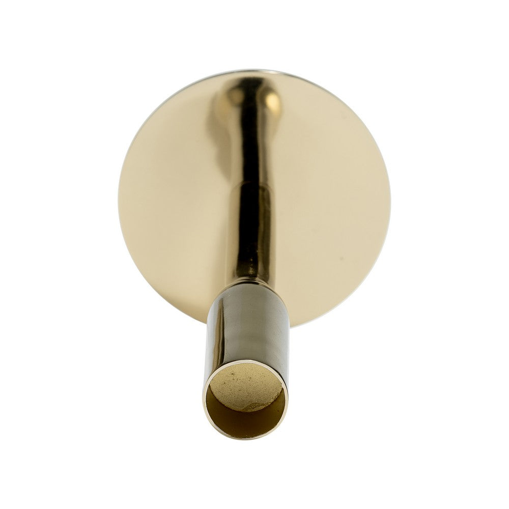 Modern Taper Candle Holder | 8" Tall | Round Flat Base Gold Iron