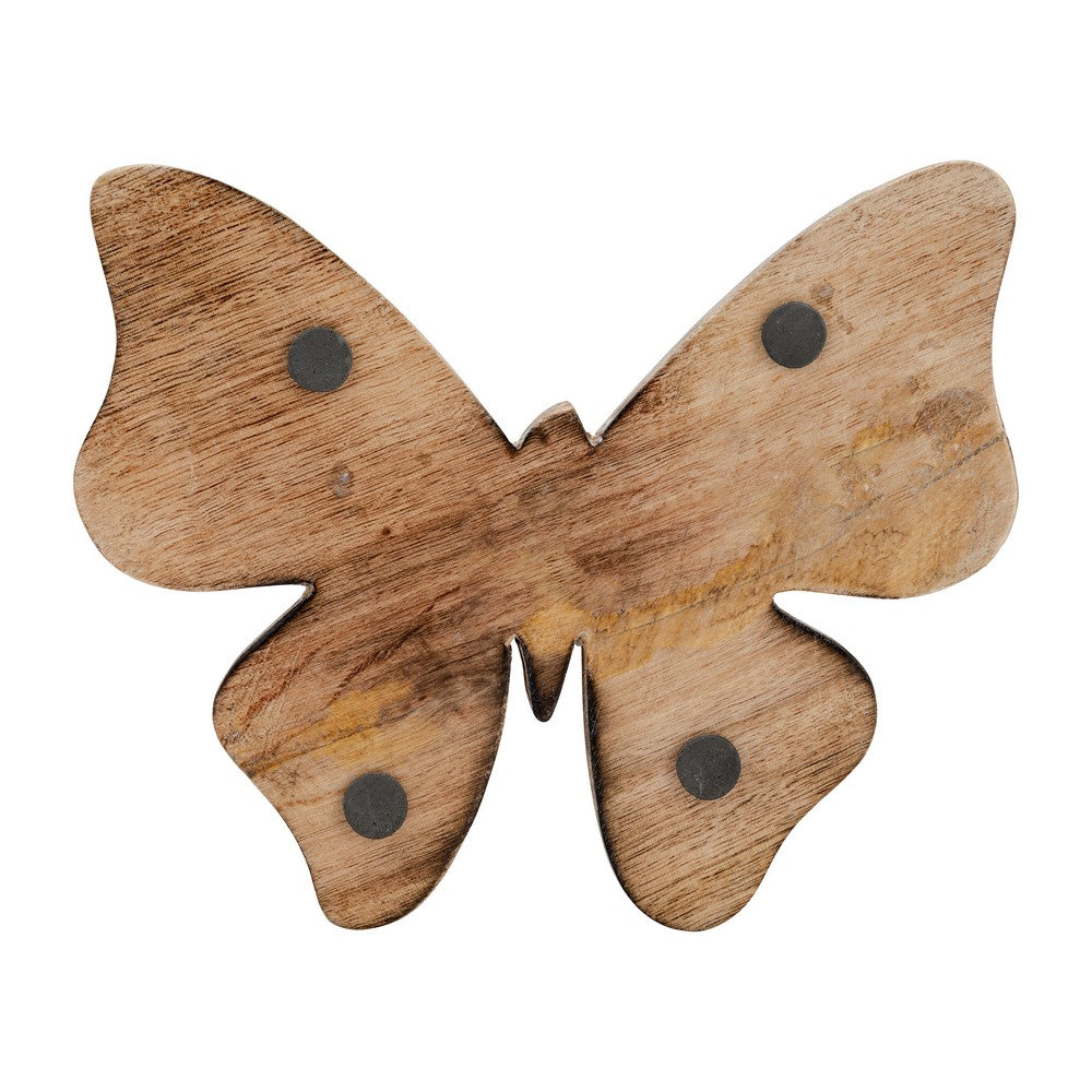 Decorative Butterfly Figurine | Cute 8" Black & White Mosaic Overlay