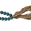 Decorative Beaded Garland | 84" | Turquoise Blue Wood w Jute Tassels