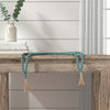 Decorative Beaded Garland | 84" | Turquoise Blue Wood w Jute Tassels
