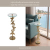 Coastal Starfish Accent Side End Table | 15" Round Glass Top | Gold