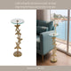 Coastal Starfish Accent Side End Table | 15" Round Glass Top | Gold