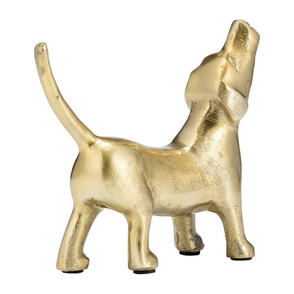 Novelty Howling Dachshund Dog Sculpture | 8" Gold Finished Aluminium