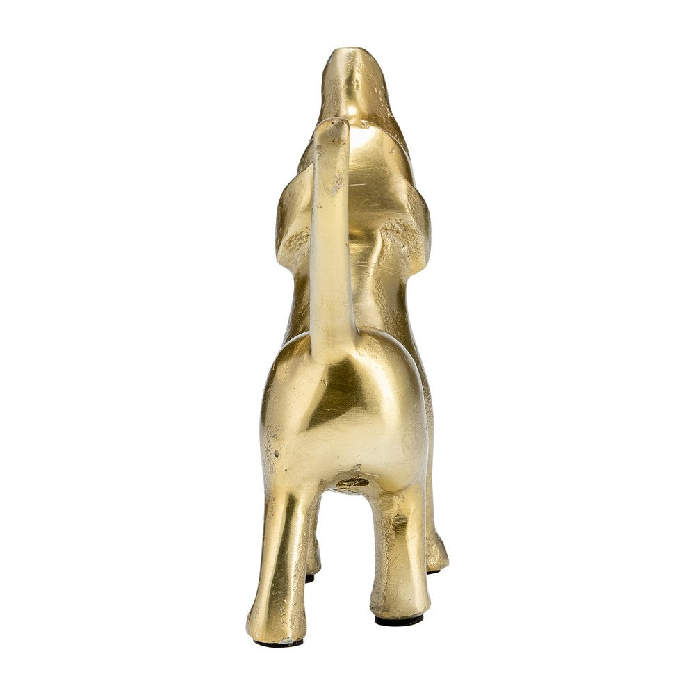 Novelty Howling Dachshund Dog Sculpture | 8" Gold Finished Aluminium