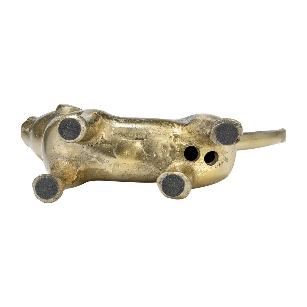 Novelty Howling Dachshund Dog Sculpture | 8" Gold Finished Aluminium