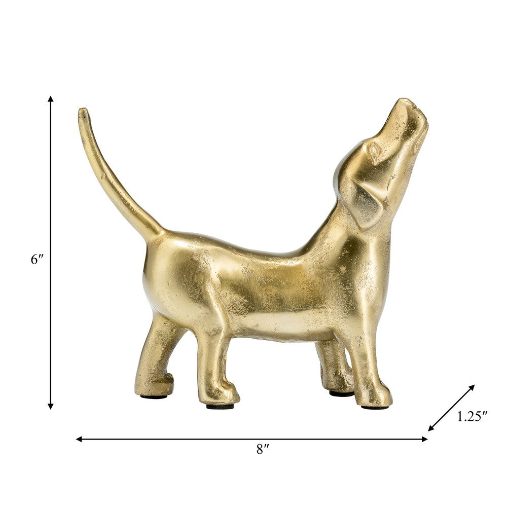 Novelty Howling Dachshund Dog Sculpture | 8" Gold Finished Aluminium
