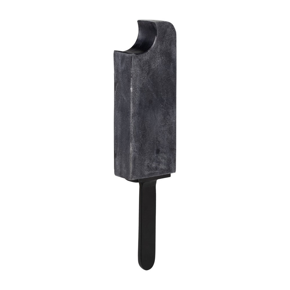Decorative Accent of an Eaten Popsicle | 13" | Black Marble and Aluminum