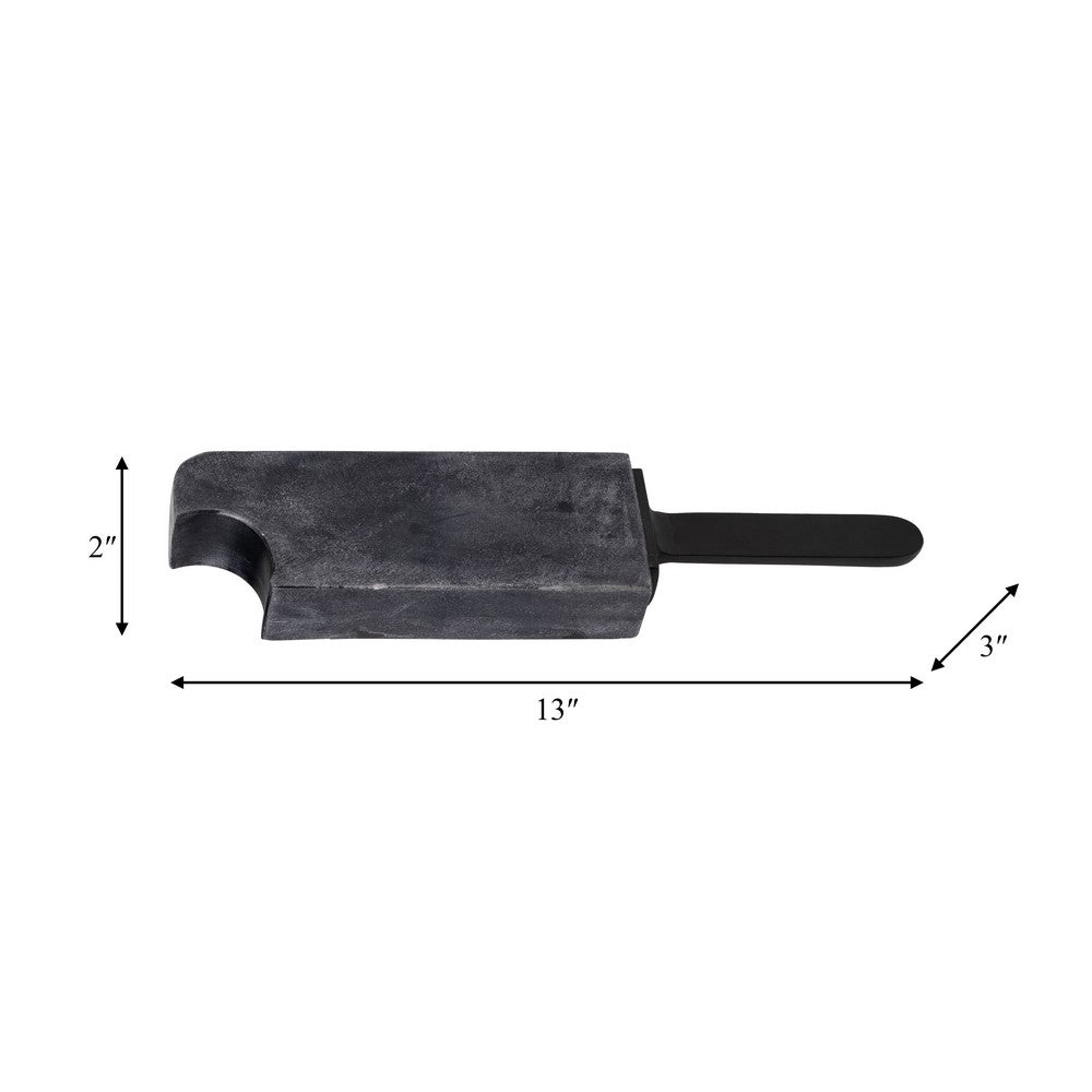 Decorative Accent of an Eaten Popsicle | 13" | Black Marble and Aluminum