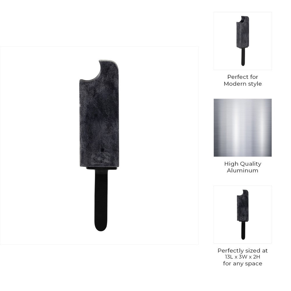 Decorative Accent of an Eaten Popsicle | 13" | Black Marble and Aluminum