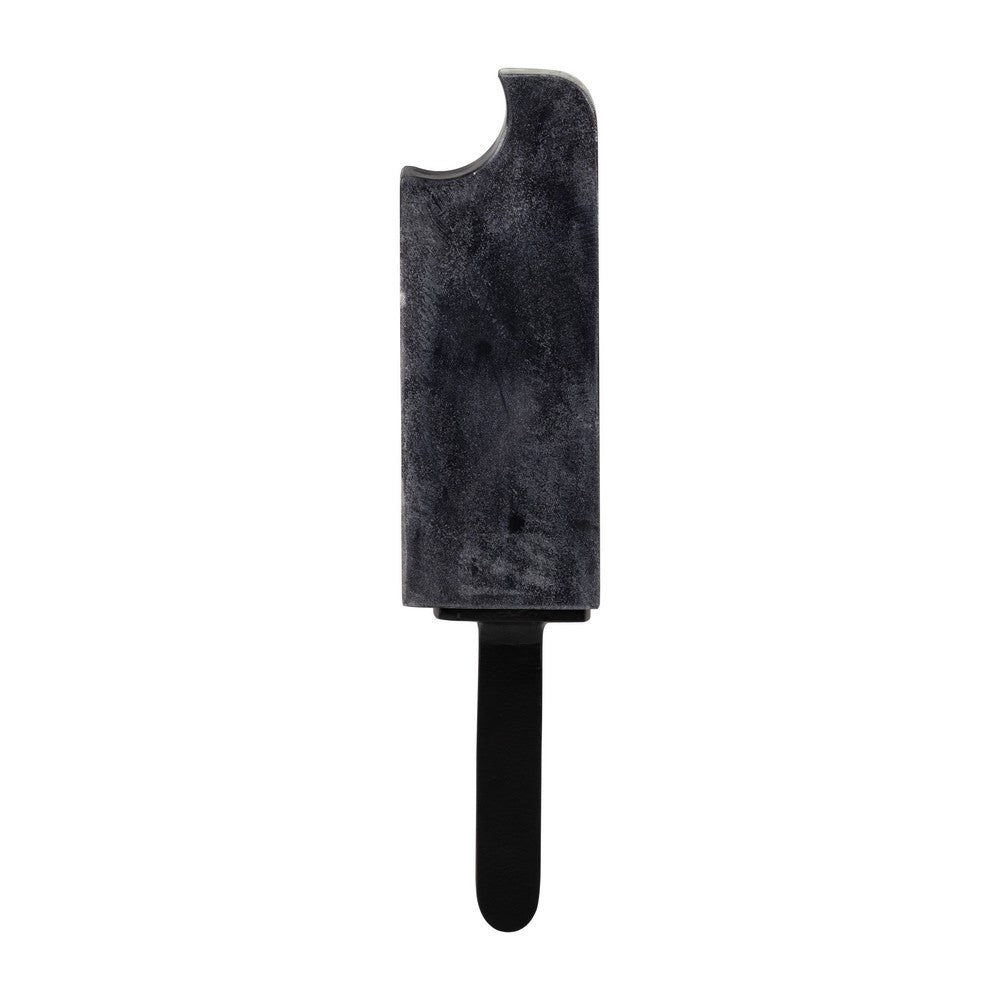 Decorative Accent of an Eaten Popsicle | 13" | Black Marble and Aluminum