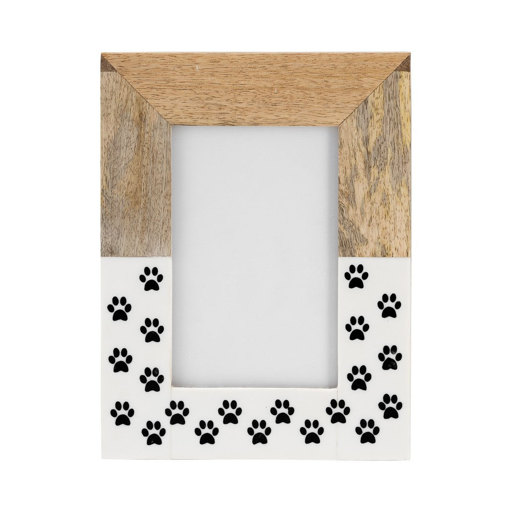 Nayo 4x6 Dog Paws Photo Frame | Rustic Brown & White | Resin MDF