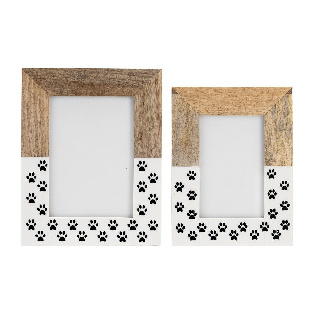 Nayo 4x6 Dog Paws Photo Frame | Rustic Brown & White | Resin MDF
