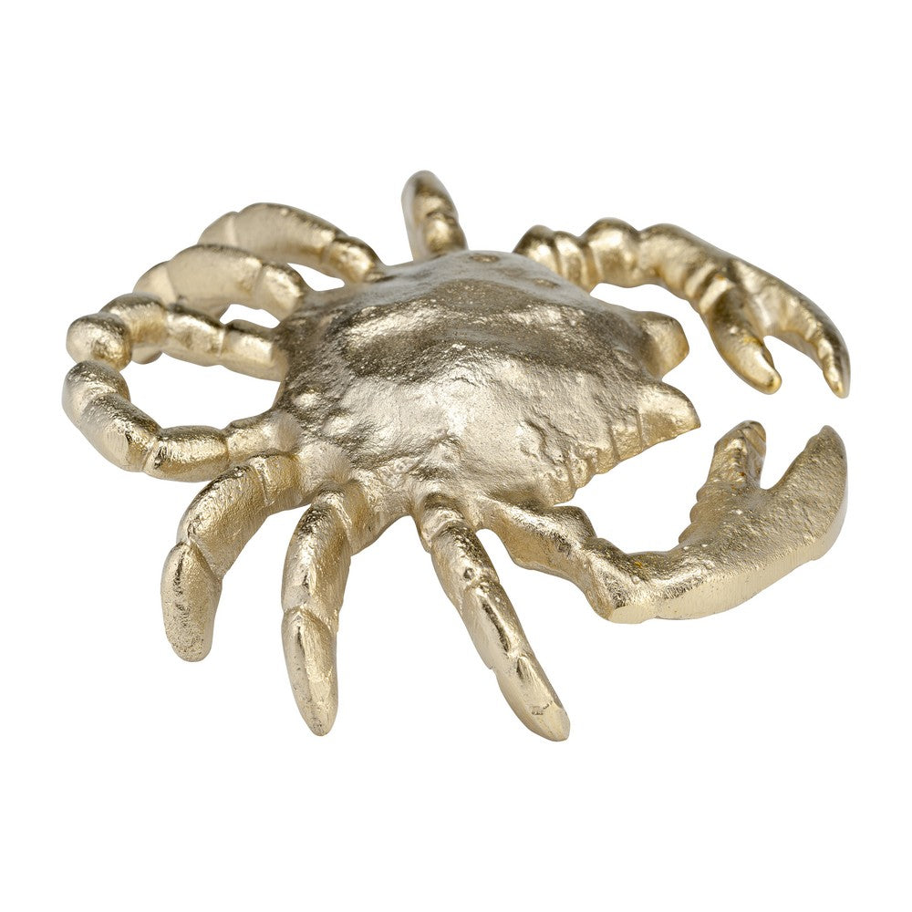 Decorative Crab Figurine | Champagne Gold Aluminum | Coastal Style