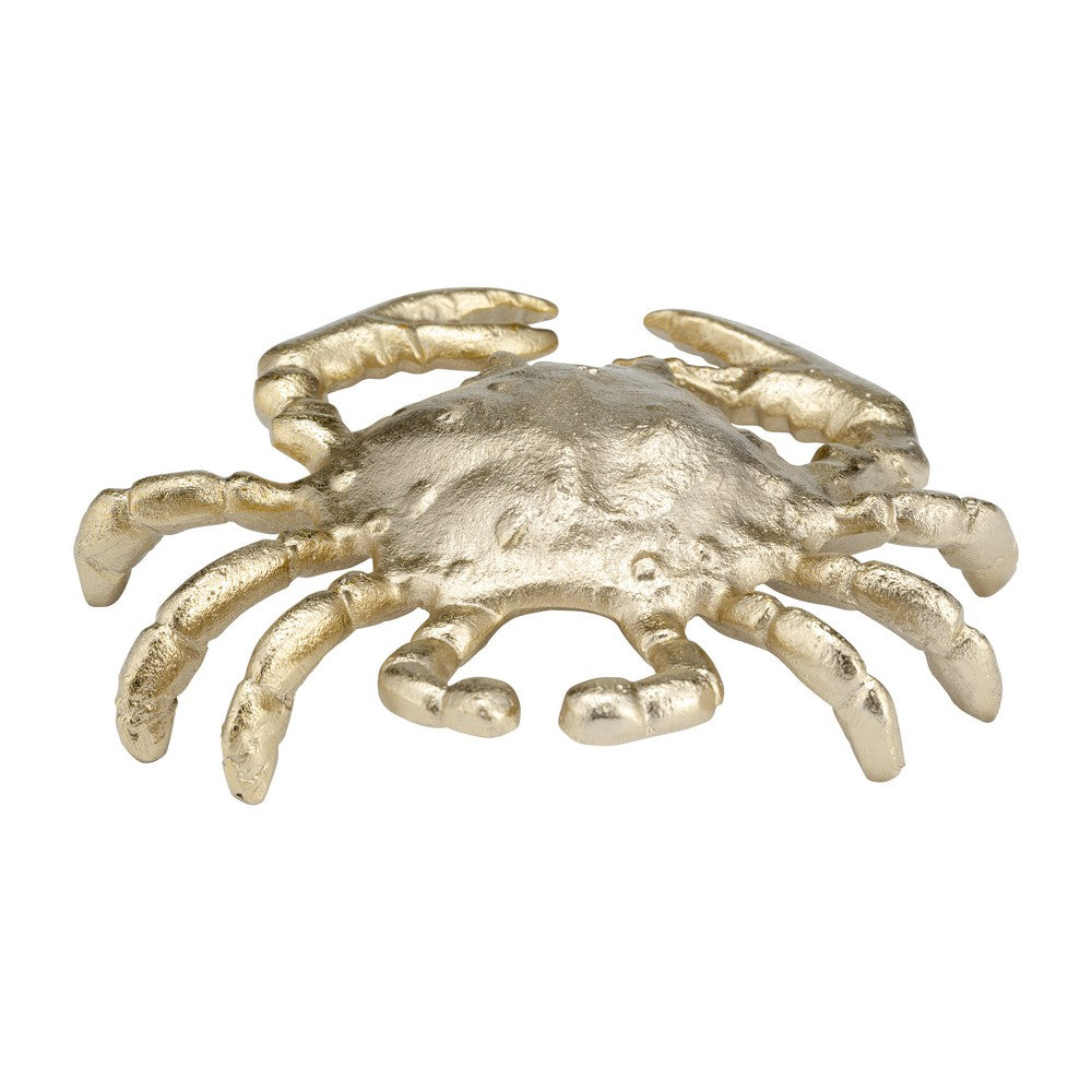 Decorative Crab Figurine | Champagne Gold Aluminum | Coastal Style