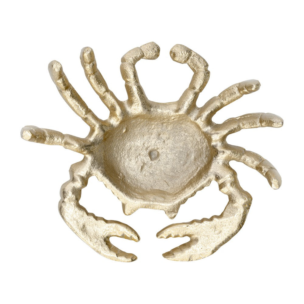 Decorative Crab Figurine | Champagne Gold Aluminum | Coastal Style