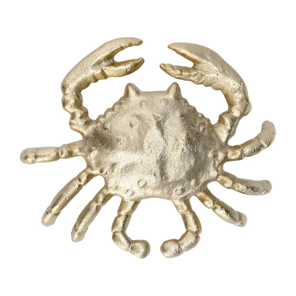 Decorative Crab Figurine | Champagne Gold Aluminum | Coastal Style