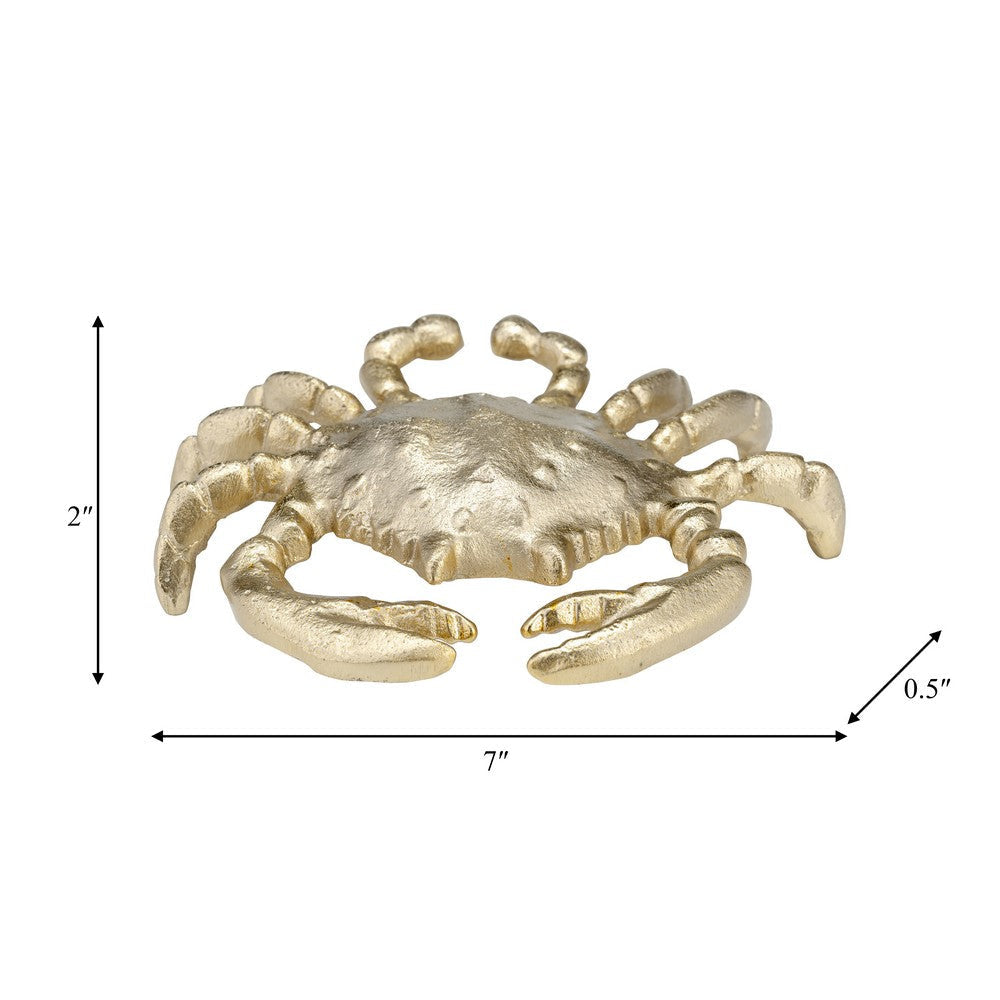 Decorative Crab Figurine | Champagne Gold Aluminum | Coastal Style
