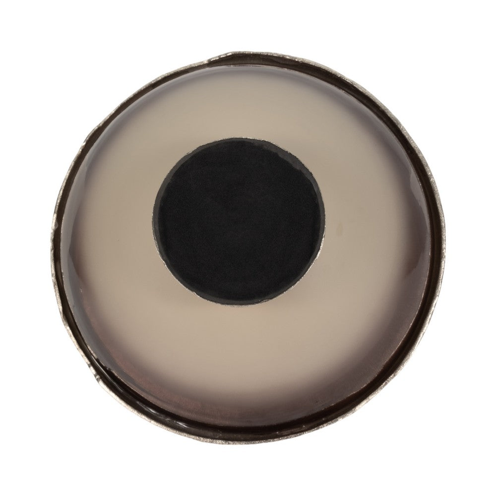 Decorative Bowl | Taupe Nickel Glass w Silver Aluminum Base | 15"