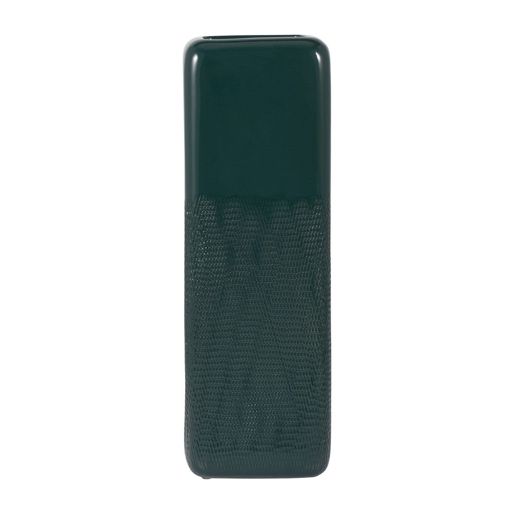 Zione Accent Vase | Vertical Grooved Details | Forest Green Ceramic 18"