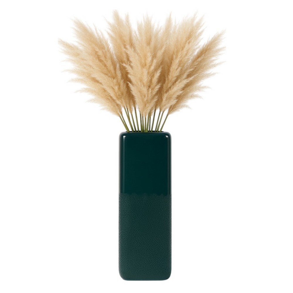 Zione Accent Vase | Vertical Grooved Details | Forest Green Ceramic 18"