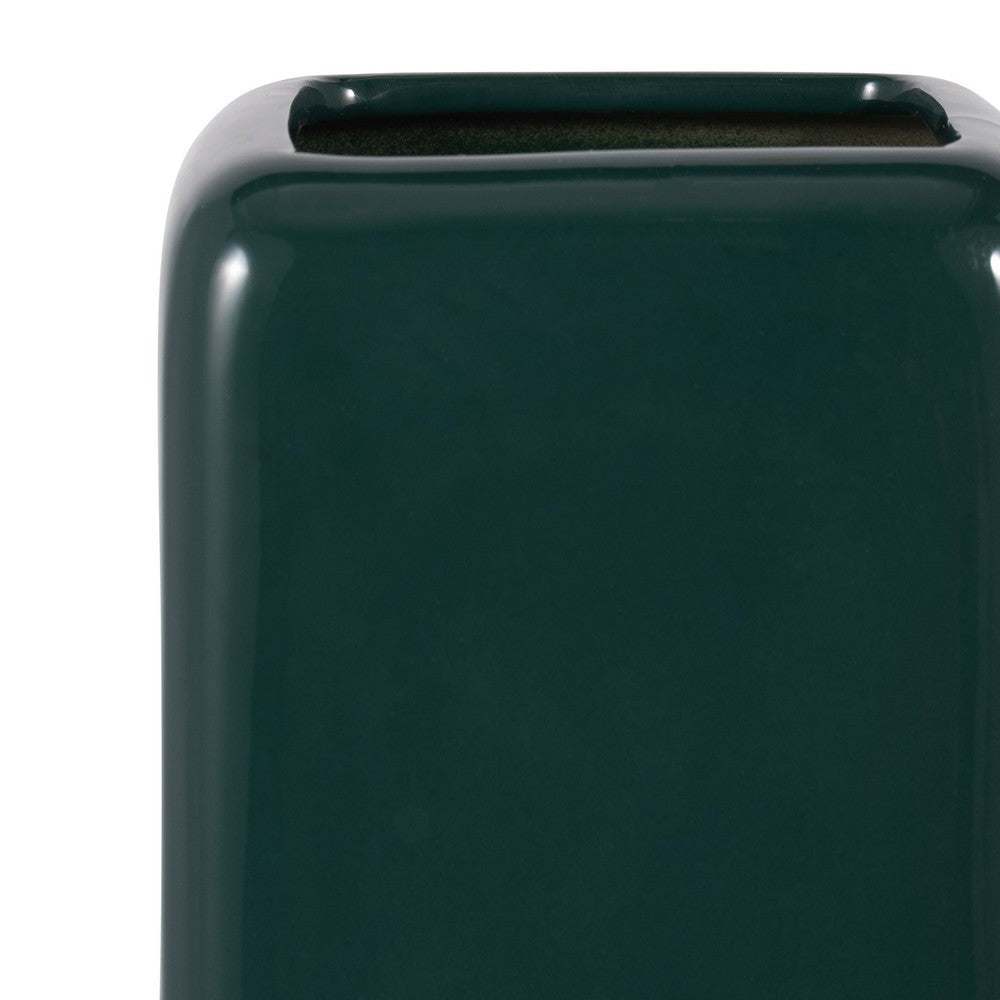 Zione Accent Vase | Vertical Grooved Details | Forest Green Ceramic 18"