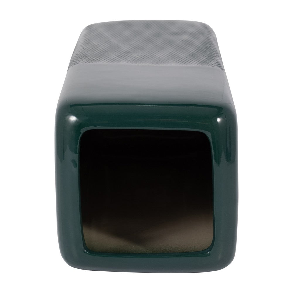 Zione Accent Vase | Vertical Grooved Details | Forest Green Ceramic 18"