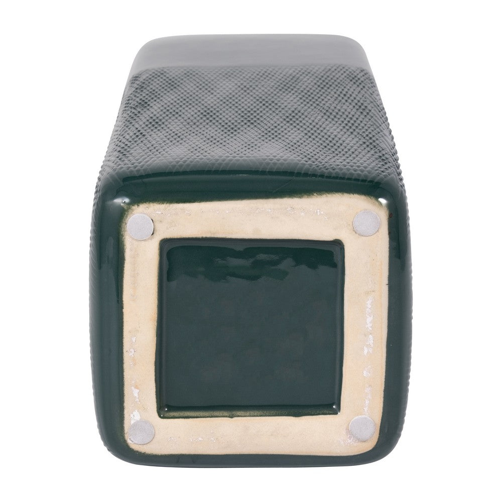 Zione Accent Vase | Vertical Grooved Details | Forest Green Ceramic 18"
