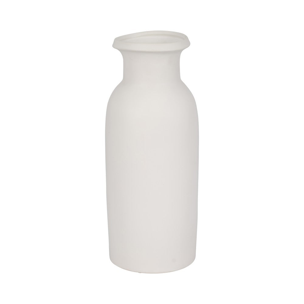 Decorative Tapered Flower Vase | 16" Tall White Ceramic Bottle Design