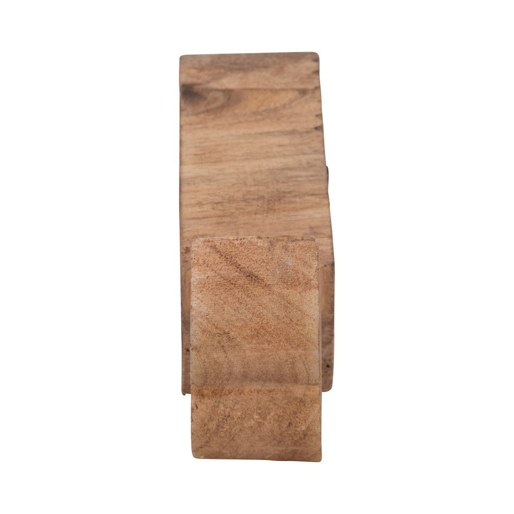 Decorative Fish Log Sculpture | Brown & Blue Mango Wood | 10"