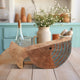 Decorative Fish Log Sculpture | Brown & Blue Mango Wood | 10"
