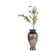 Floral Decorative Olpe Vase | 12" | Teal Blue & Bronze Glass