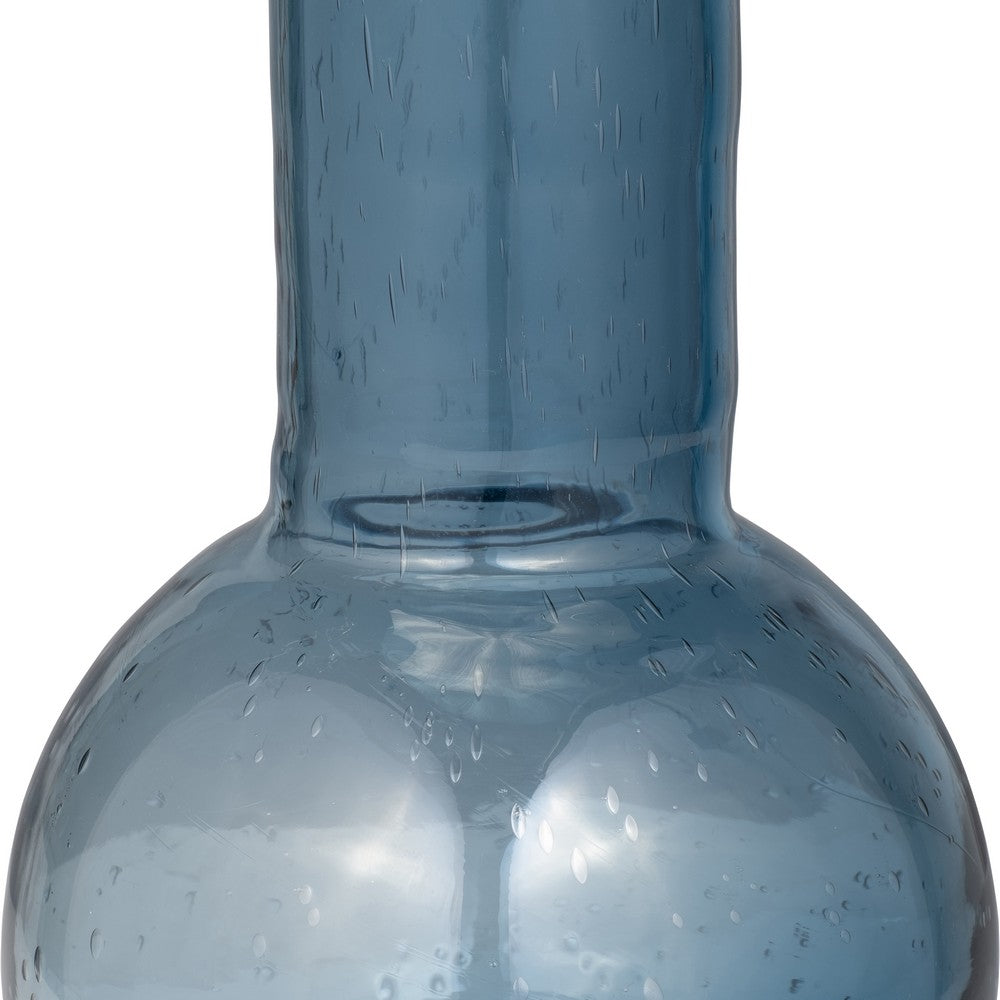 Decorative Vase | Narrow Body | Rounded Bottom | 20" Modern Blue Glass