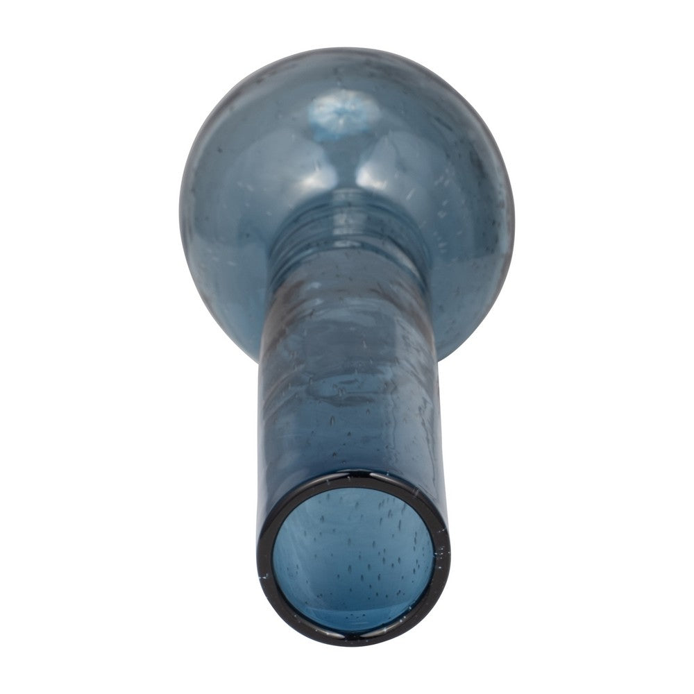 Decorative Vase | Narrow Body | Rounded Bottom | 20" Modern Blue Glass