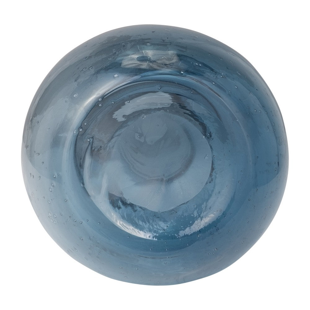 Decorative Vase | Narrow Body | Rounded Bottom | 20" Modern Blue Glass