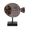 Fish on a Stand Tabletop Figurine | Gray Albasia Wood w Square Base