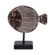 Fish on a Stand Tabletop Figurine | Gray Albasia Wood w Square Base